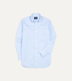 Light Blue Bengal Stripe Cotton Poplin Button-Down Shirt