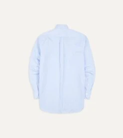 Light Blue Bengal Stripe Cotton Poplin Button-Down Shirt -Drakes Shop DR2A4A21793 02203 5