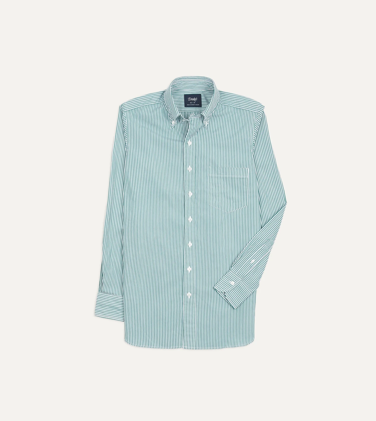 Dark Green Bengal Stripe Cotton Poplin Button-Down Shirt 3 Dark Green Bengal Stripe Cotton Poplin Button-Down Shirt