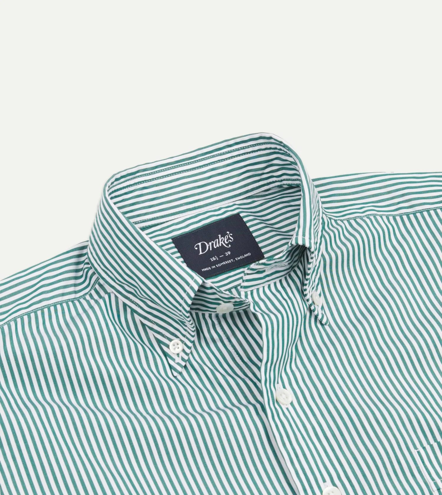 Dark Green Bengal Stripe Cotton Poplin Button-Down Shirt 6 Dark Green Bengal Stripe Cotton Poplin Button-Down Shirt - Image 4