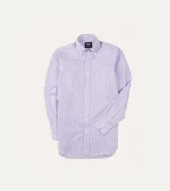 Purple Bengal Stripe Cotton Poplin Button-Down Shirt