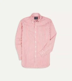 Red Bengal Stripe Cotton Poplin Button-Down Shirt