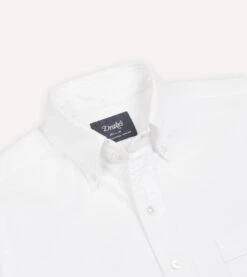 White Oxford Cotton Cloth Button-Down Shirt -Drakes Shop DR2A4A21843 01000 3 LR