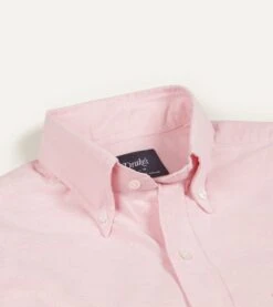 Bright Pink Cotton Oxford Cloth Button-Down Shirt -Drakes Shop DR2A4A21843 06990 3