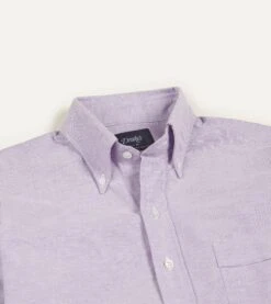 Lilac Cotton Oxford Cloth Button-Down Shirt -Drakes Shop DR2A4A21843 07900 3