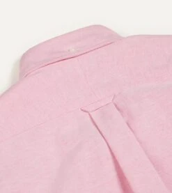 Dark Pink Cotton Oxford Cloth Button-Down Shirt -Drakes Shop DR2A4A21843 10990 5