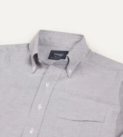 Grey Cotton Oxford Cloth Button-Down Shirt 11 Grey Cotton Oxford Cloth Button-Down Shirt -Drakes Shop DR2A4A21843 11600 3