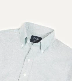 Green Cotton Oxford Cloth Button-Down Shirt -Drakes Shop DR2A4A21843 12400 3