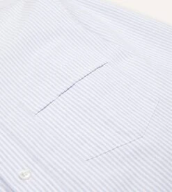 Light Blue Ticking Stripe Cotton Oxford Cloth Button-Down Shirt -Drakes Shop DR2A4A21844 01202 4 LR