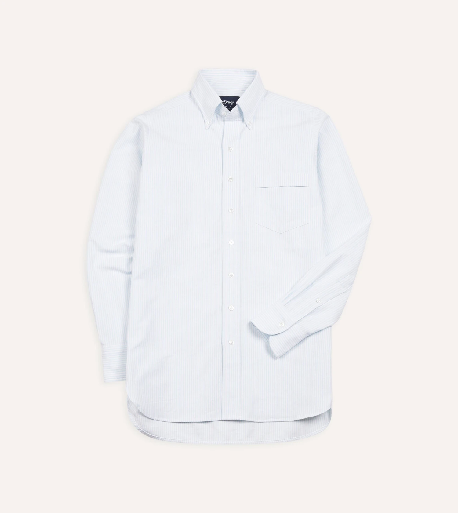 Sky Ticking Stripe Cotton Oxford Cloth Button-Down Shirt 3 Sky Ticking Stripe Cotton Oxford Cloth Button-Down Shirt