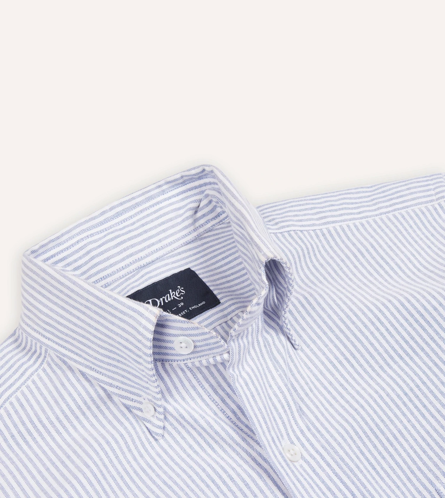 Blue Ticking Stripe Cotton Oxford Cloth Button-Down Shirt 6 Blue Ticking Stripe Cotton Oxford Cloth Button-Down Shirt - Image 4