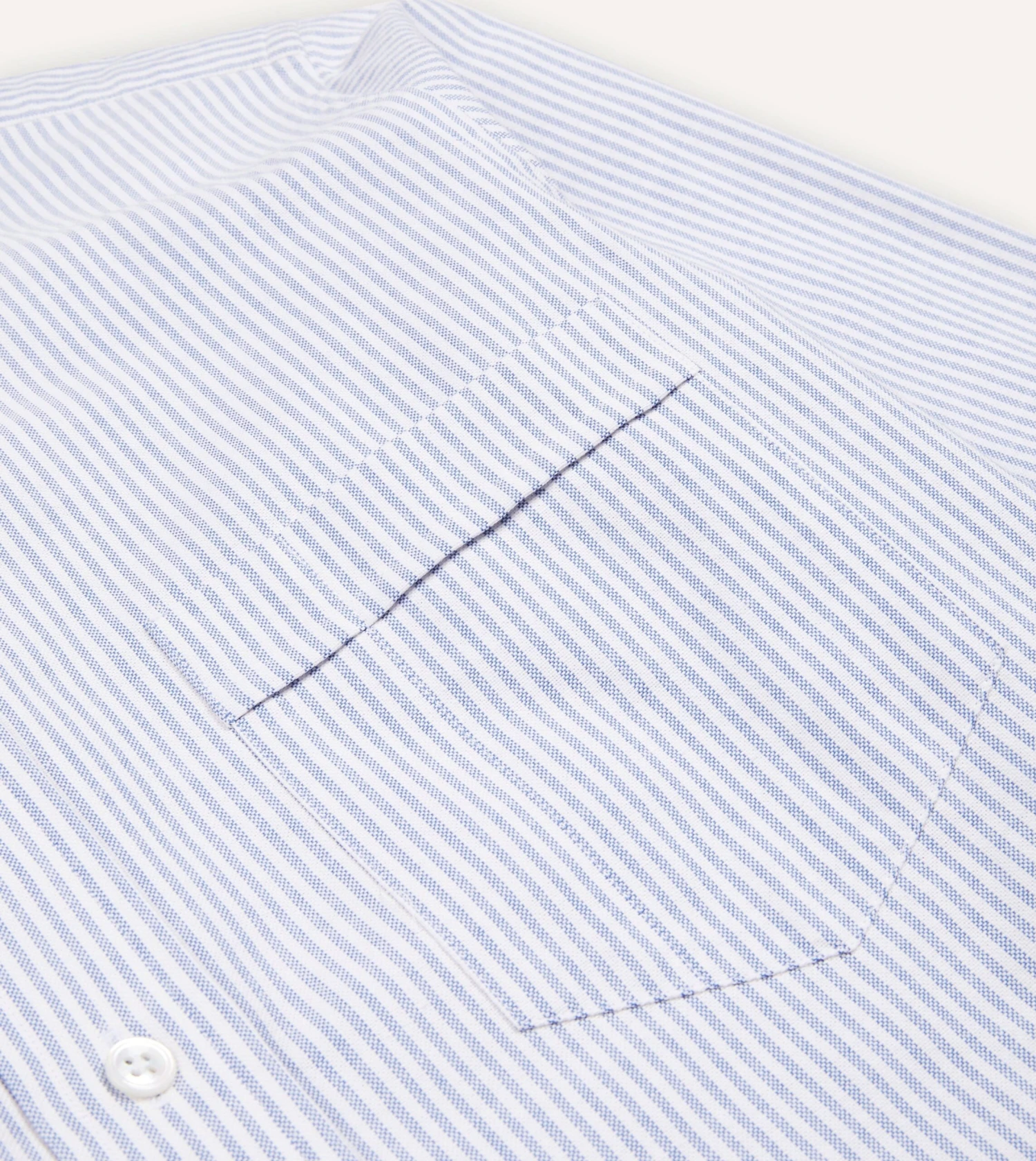 Blue Ticking Stripe Cotton Oxford Cloth Button-Down Shirt 7 Blue Ticking Stripe Cotton Oxford Cloth Button-Down Shirt - Image 5