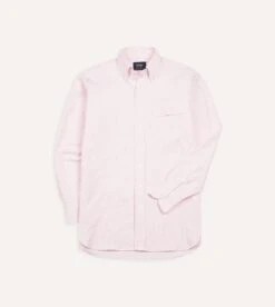 Pale Pink Ticking Stripe Cotton Oxford Cloth Button-Down Shirt