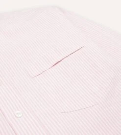 Pale Pink Ticking Stripe Cotton Oxford Cloth Button-Down Shirt -Drakes Shop DR2A4A21844 07992 4 LR