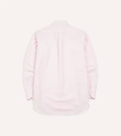 Pale Pink Ticking Stripe Cotton Oxford Cloth Button-Down Shirt -Drakes Shop DR2A4A21844 07992 5 LR