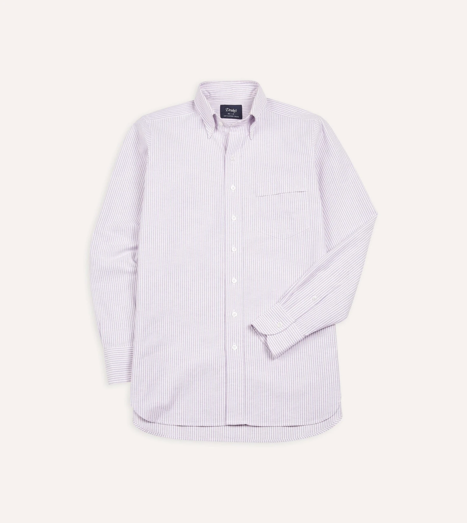Lilac Ticking Stripe Cotton Oxford Cloth Button-Down Shirt 3 Lilac Ticking Stripe Cotton Oxford Cloth Button-Down Shirt