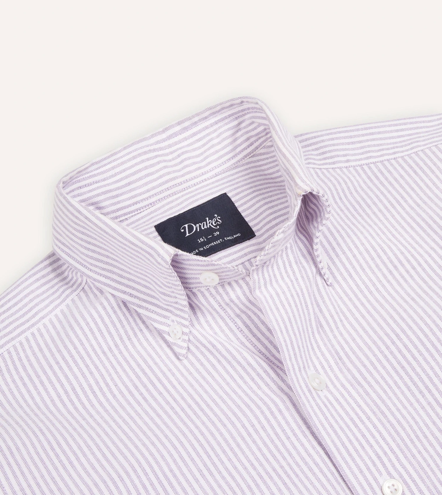 Lilac Ticking Stripe Cotton Oxford Cloth Button-Down Shirt 6 Lilac Ticking Stripe Cotton Oxford Cloth Button-Down Shirt - Image 4