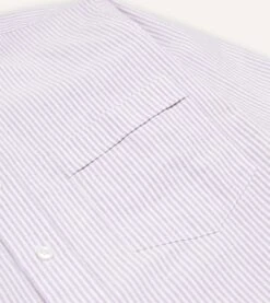 Lilac Ticking Stripe Cotton Oxford Cloth Button-Down Shirt 11 Lilac Ticking Stripe Cotton Oxford Cloth Button-Down Shirt -Drakes Shop DR2A4A21844 08902 4 LR