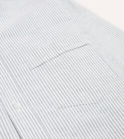 Light Green Ticking Stripe Cotton Oxford Cloth Button-Down Shirt -Drakes Shop DR2A4A21844 10402 4 LR