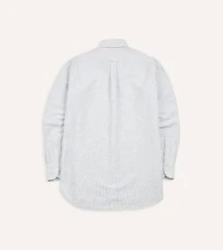 Light Green Ticking Stripe Cotton Oxford Cloth Button-Down Shirt -Drakes Shop DR2A4A21844 10402 5 LR