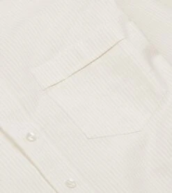 Cream Ticking Stripe Cotton Oxford Cloth Button-Down Shirt -Drakes Shop DR2A4A21844 12052 4