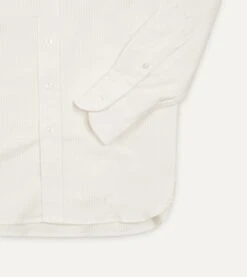Cream Ticking Stripe Cotton Oxford Cloth Button-Down Shirt -Drakes Shop DR2A4A21844 12052 5