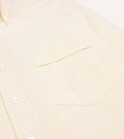 Yellow Ticking Stripe Cotton Oxford Cloth Button-Down Shirt -Drakes Shop DR2A4A21844 13502 4 LR