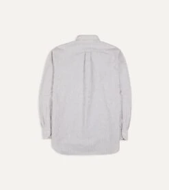 Black Ticking Stripe Cotton Oxford Cloth Button-Down Shirt -Drakes Shop DR2A4A21844 14102 6