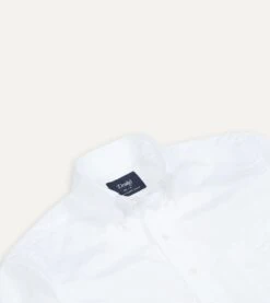 White Cotton Pocket Poplin Button-Down Shirt -Drakes Shop DR2A4A21849 01000 4