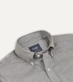Grey Pinpoint Oxford Cotton Cloth Button-Down Shirt -Drakes Shop DR2A4A22446 10100 3