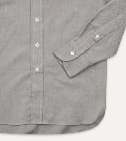 Grey Pinpoint Oxford Cotton Cloth Button-Down Shirt -Drakes Shop DR2A4A22446 10100 5