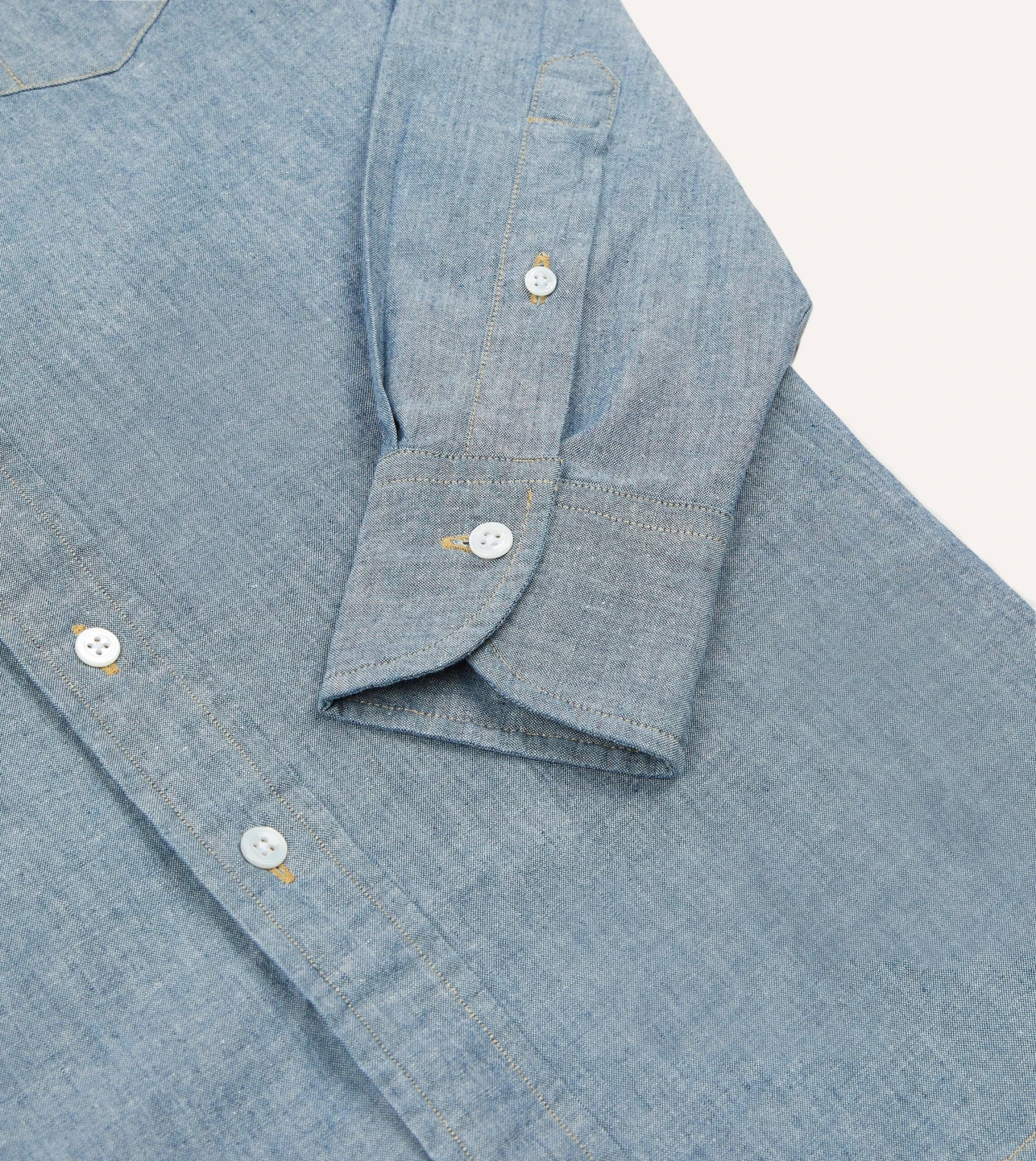 Light Blue Cotton Chambray Button-Down Shirt 7 Light Blue Cotton Chambray Button-Down Shirt - Image 5