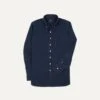 Dark Blue Cotton Chambray Button-Down Shirt -Drakes Shop DR2A4A22694 01200 1