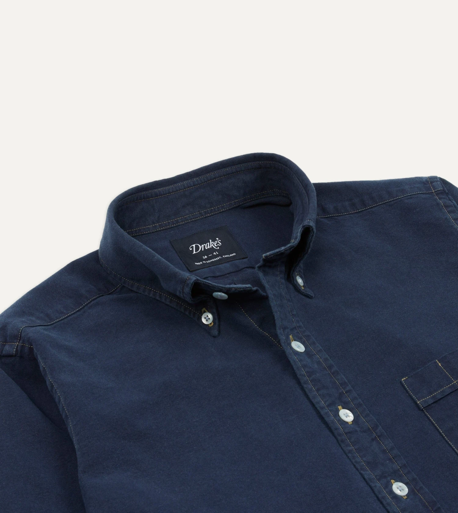 Dark Blue Cotton Chambray Button-Down Shirt 6 Dark Blue Cotton Chambray Button-Down Shirt - Image 4