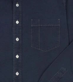 Dark Blue Cotton Chambray Button-Down Shirt 11 Dark Blue Cotton Chambray Button-Down Shirt -Drakes Shop DR2A4A22694 01200 4
