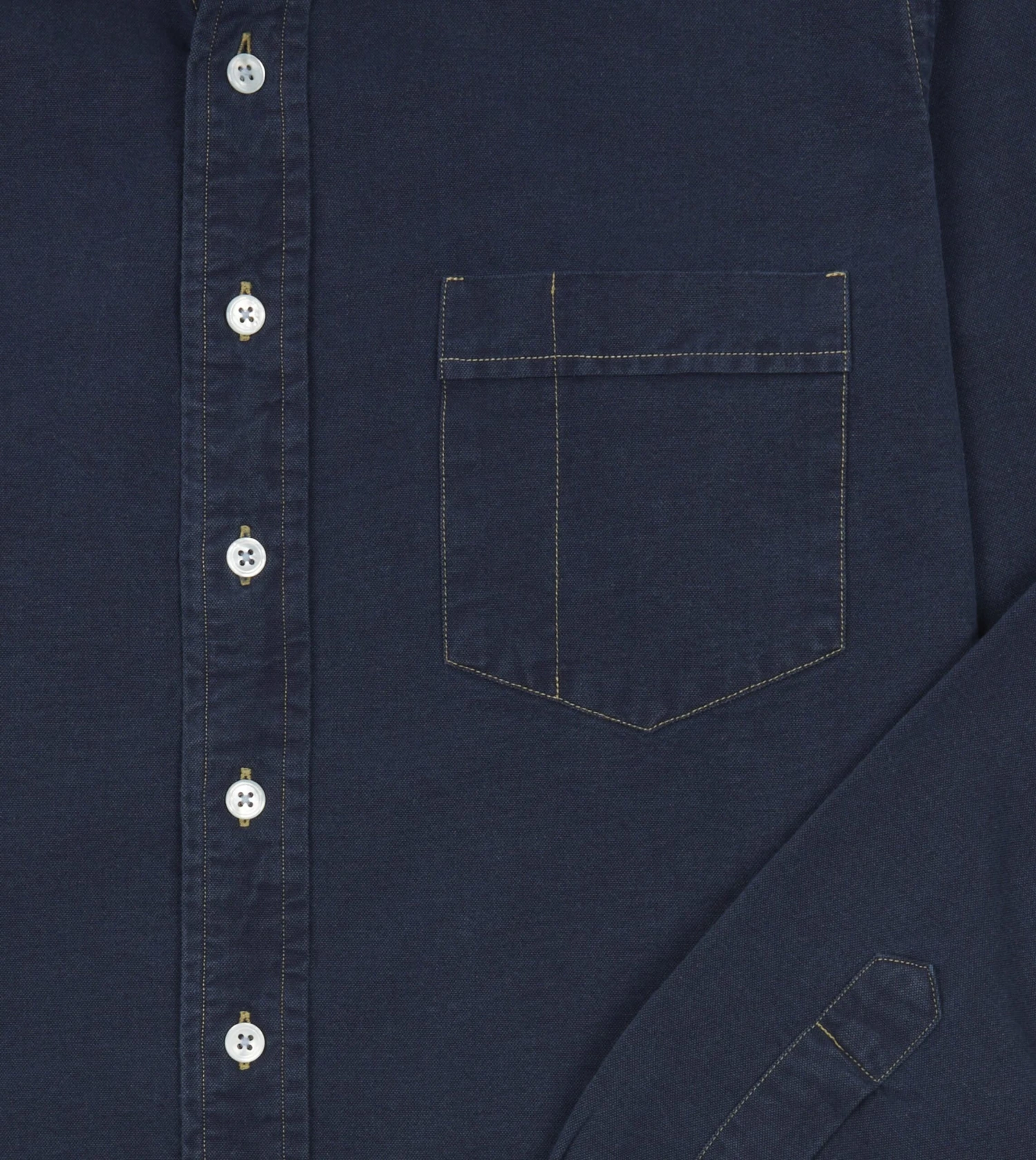 Dark Blue Cotton Chambray Button-Down Shirt 7 Dark Blue Cotton Chambray Button-Down Shirt - Image 5