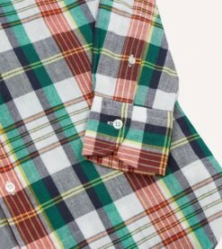Blue And Red Madras Check Cotton Button-Down Shirt 12 Blue And Red Madras Check Cotton Button-Down Shirt -Drakes Shop DR2A4A23701 02203 5