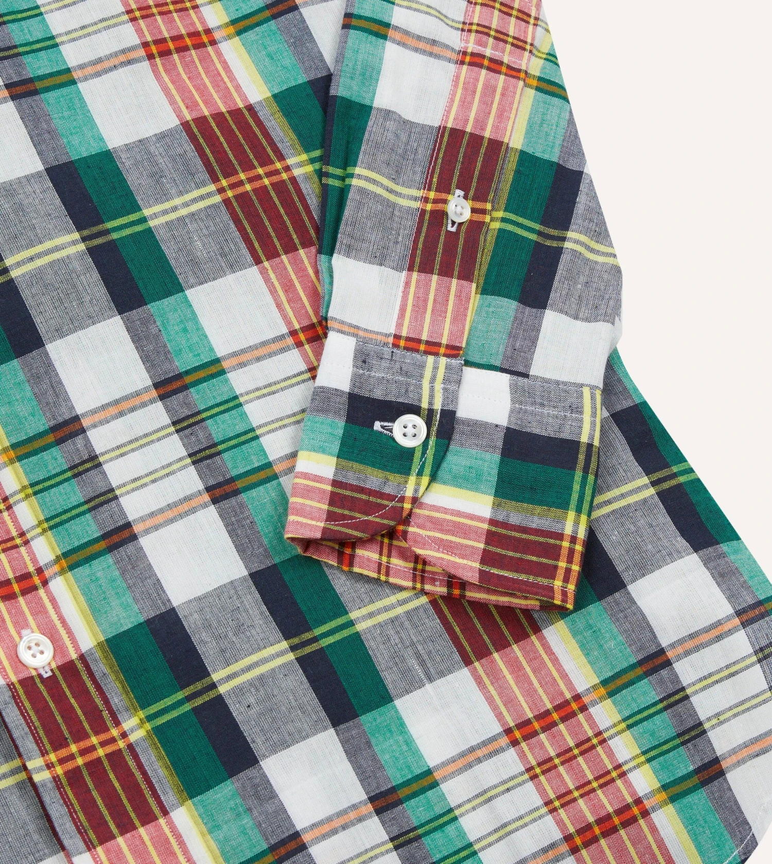 Blue And Red Madras Check Cotton Button-Down Shirt 7 Blue And Red Madras Check Cotton Button-Down Shirt - Image 5