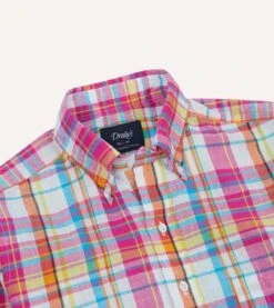 Pink Madras Check Cotton Button-Down Shirt -Drakes Shop DR2A4A24028 01993 3