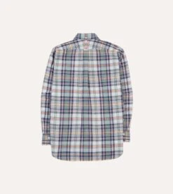 Navy And Yellow Madras Check Cotton Button-Down Shirt -Drakes Shop DR2A4A24029 01253 6