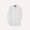 Yellow, Pink And Blue Stripe Cotton Oxford Cloth Button-Down Shirt
