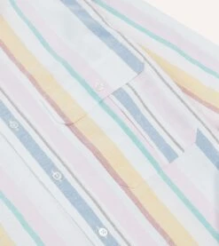 Yellow, Pink And Blue Stripe Cotton Oxford Cloth Button-Down Shirt 11 Yellow, Pink And Blue Stripe Cotton Oxford Cloth Button-Down Shirt -Drakes Shop DR2A4A24034 01992 4