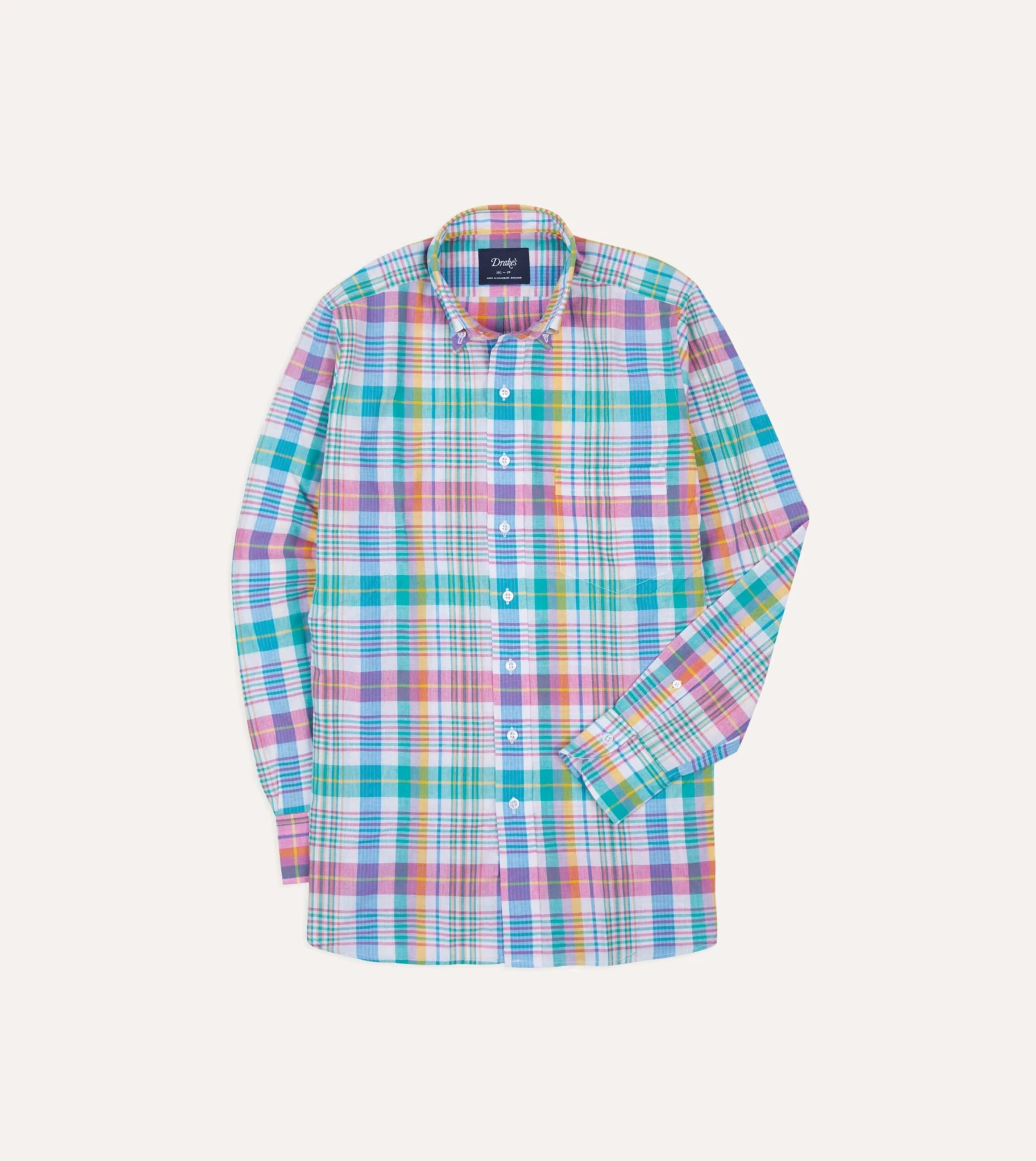 Green Madras Check Cotton Button-Down Shirt 3 Green Madras Check Cotton Button-Down Shirt
