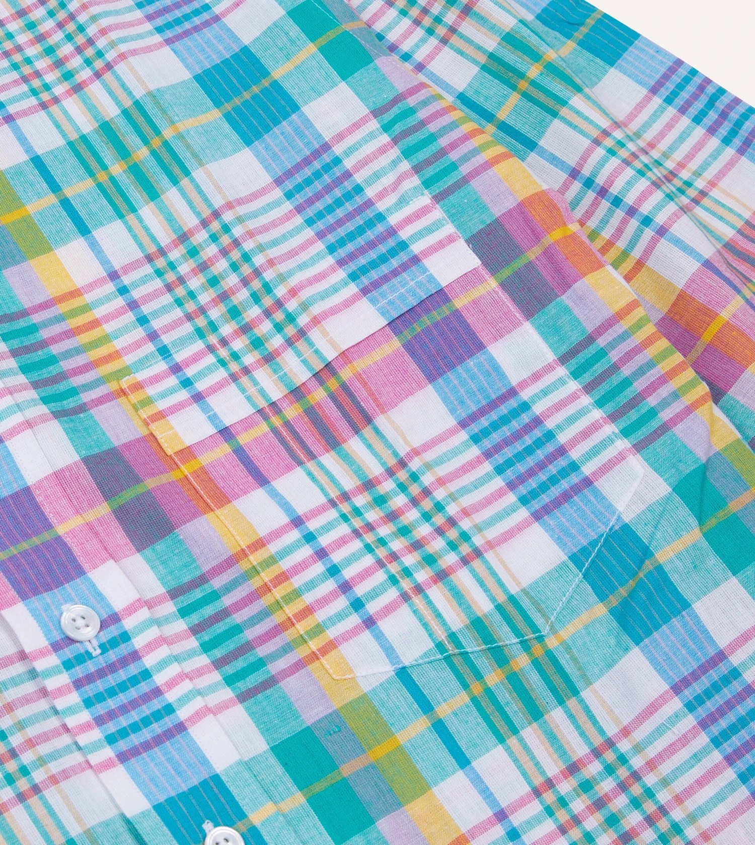 Green Madras Check Cotton Button-Down Shirt 6 Green Madras Check Cotton Button-Down Shirt - Image 4