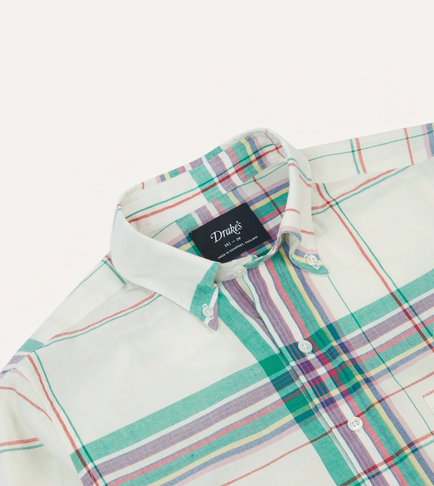 White, Purple And Green Madras Check Cotton Button-Down Shirt 5 White, Purple And Green Madras Check Cotton Button-Down Shirt - Image 3