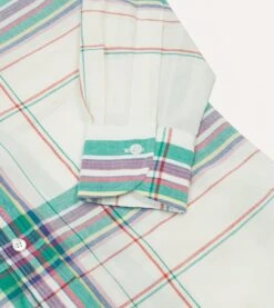 White, Purple And Green Madras Check Cotton Button-Down Shirt 12 White, Purple And Green Madras Check Cotton Button-Down Shirt -Drakes Shop DR2A4A24059 01003 5