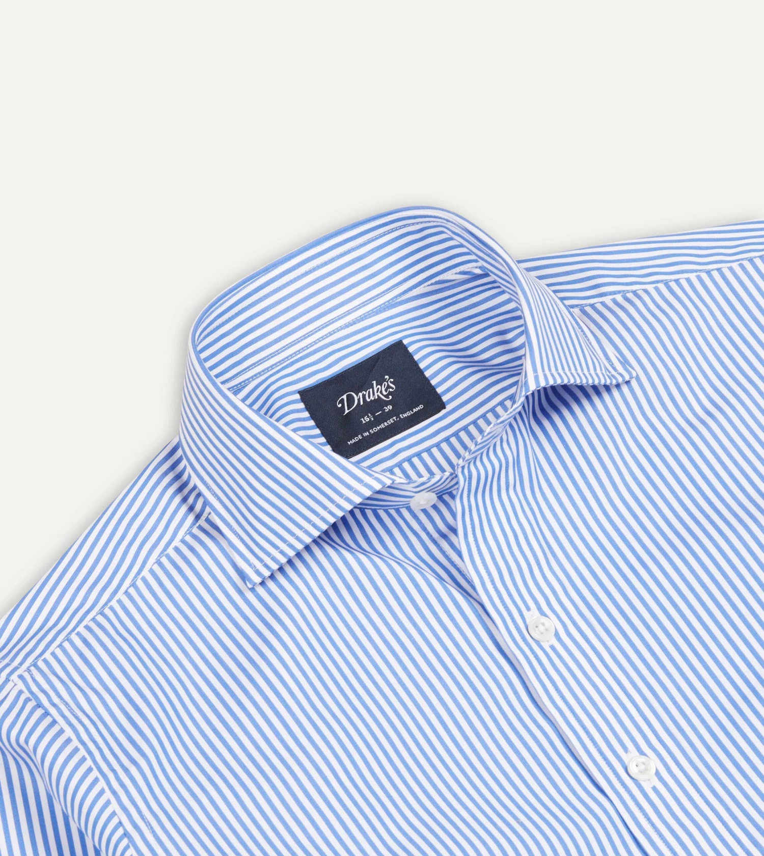 Dark Blue And White Bengal Stripe Spread Collar Cotton Poplin Shirt 5 Dark Blue And White Bengal Stripe Spread Collar Cotton Poplin Shirt - Image 3