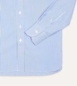 Dark Blue And White Bengal Stripe Spread Collar Cotton Poplin Shirt 10 Dark Blue And White Bengal Stripe Spread Collar Cotton Poplin Shirt -Drakes Shop DR2A4B21970 01202 4