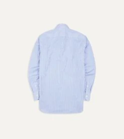 Dark Blue And White Bengal Stripe Spread Collar Cotton Poplin Shirt 11 Dark Blue And White Bengal Stripe Spread Collar Cotton Poplin Shirt -Drakes Shop DR2A4B21970 01202 5