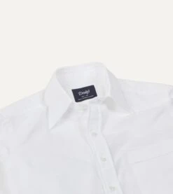 White Cotton Oxford Cloth Long Point Collar Shirt -Drakes Shop DR2A4C22944 01000 3
